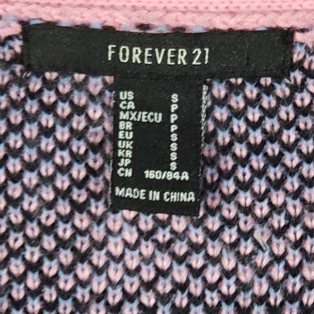 Forever 21 Plaid Cardigan S Pink Black Button Up Sweater Barbiecore Preppy Y2K - Picture 5 of 10